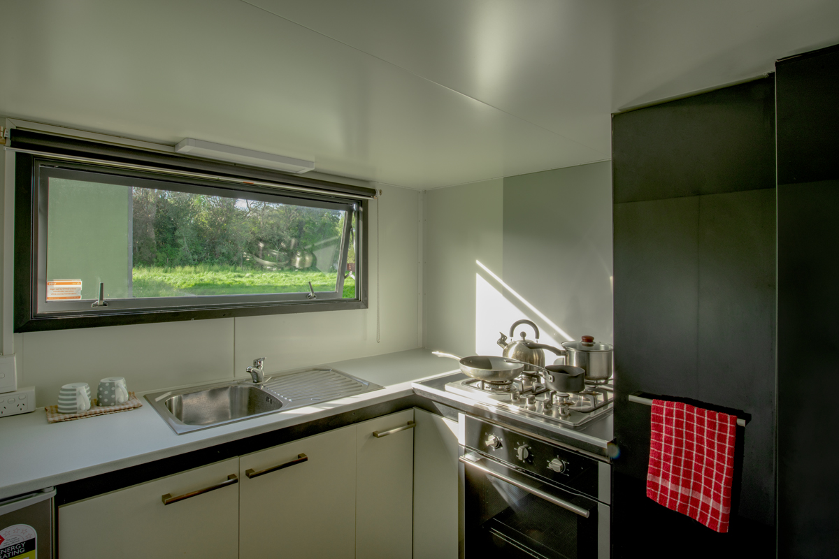 Bungalow my tinyhome interior, kitchen and cupboards storage