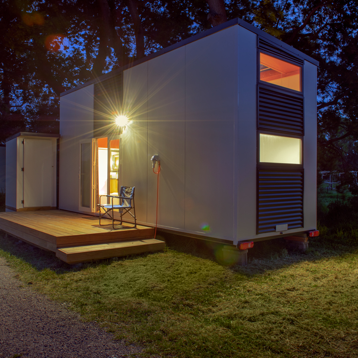 Eveing exterior of My Tiny Home, House